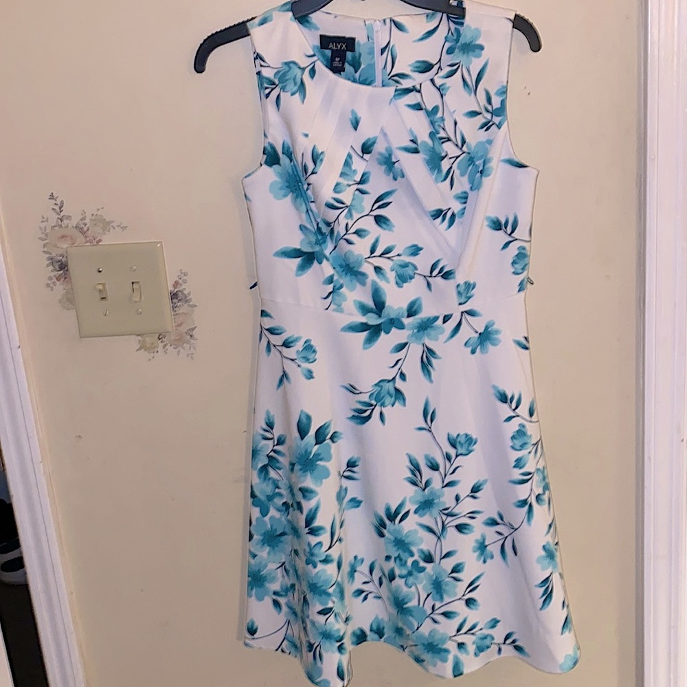 Teal green floral dress